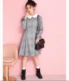 襟付きチェックワンピースのサムネイル