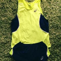 Asicsランシャツ&パンツ ライトグリーン×ダークブルーのサムネイル