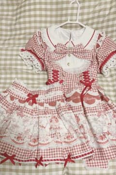 LIZLISA Sweet Gingham Tea Roomセットアップ 赤のサムネイル