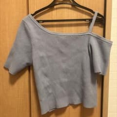 【INGNI】アシンメトリー リブ半袖カットソー ブルー Mサイズのサムネイル