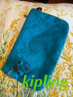 お値下げkipling（キプリング）ポーチ人気色！ターコイズブルーのサムネイル