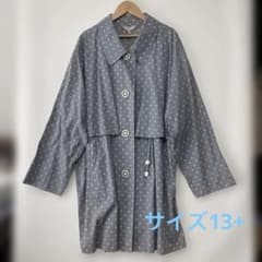 【美品】レリアン 13+ 大きいサイズ 三越　綿100% ドット柄 ライトコート 美品】レリアン 13+ 大きいサイズ 三越 綿100% ドット柄 ライトコート