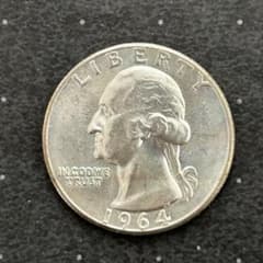 アメリカ ワシントン 25セント銀貨 美品 1964年 - メルカリ