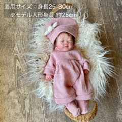 인형용 옷 3점 세트 * 롬퍼스 * 모자 * 양말 * 리본 인형 옷 *