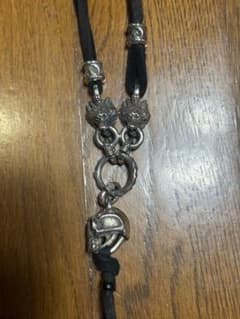 GODSIZE スカル＆ウルヴスレザーネックレス　シルバー　ゴッドサイズ GODSIZE スカル＆ウルヴスレザーネックレス シルバー ゴッドサイズ