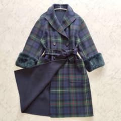 Max mara クチートアマーノ リバーシブル チェック ロング コート