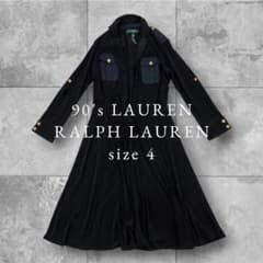 【RALPHLAUREN】90sガウンロングコート長袖黒金ボタンMラルフローレン RALPHLAUREN】90sガウンロングコート長袖黒金ボタンMラルフローレン