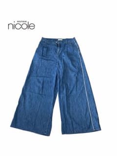 nicole ワイドデニムパンツ ガウチョパンツ ブルーのサムネイル