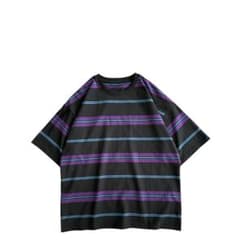 美品】USED 00s マルチボーダー Tシャツ ボックスシルエット BLK 