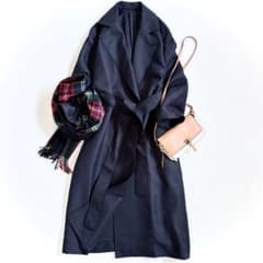 極美品 ノーブル トリプルクロスラフチェスターコート ネイビー 36