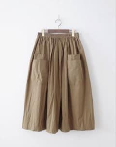 美品 ホームスパンhomspun ダブルポケットギャザースカート 丈サイズM