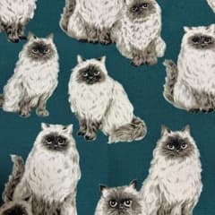 猫柄 110cm幅×30cmオックス生地 布地 綿100% 日本製 深緑のサムネイル