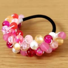 ハンドメイド ビーズ ヘアゴム（015） - メルカリ