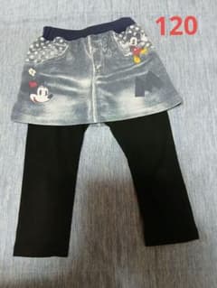 Skirt-style skorts with denim-like skirt, size 120