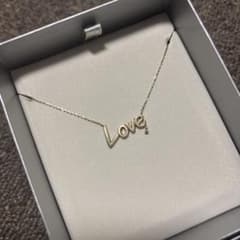 アガット⭐︎K10 LOVE ネックレス ワンポイントダイヤモンド0.01 
