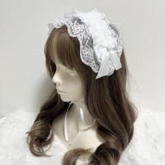 ✦·.⋆ ヘッドドレス 白 バラ リボン レース ⋆.·✦のサムネイル
