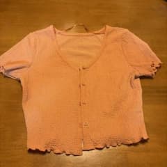 半袖 トップス オレンジ メロウ仕上げ　ボタンのサムネイル