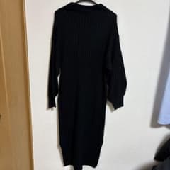 ブラックリブ編みロングドレスのサムネイル