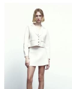 【ZARA】ショートニットブレザー　ゆったりめのサムネイル