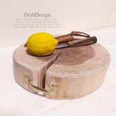 〜DriftDesign〜 　キレイめ希少丸太流木のハンドル付ミニテーブル　机 DriftDesign〜 キレイめ希少丸太流木のハンドル付ミニテーブル 机