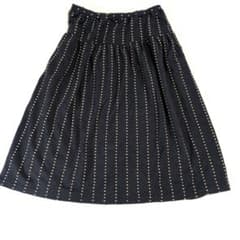 ビュルデサボン　ドット柄 フレアスカート 　チャコールグレー系　 ひざ丈　Ｆ