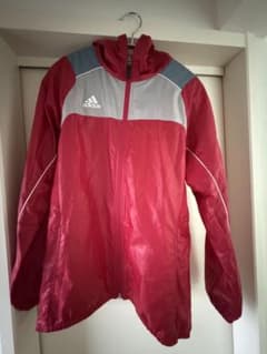 ［men's S］adidas フード付きウィンドブレーカー 赤のサムネイル