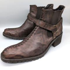 【美品】 フープディドゥ ブーツ レザーサイドゴアブーツ リングベルト 茶 27 美品】 フープディドゥ ブーツ レザーサイドゴアブーツ リングベルト