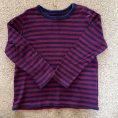 UNIQLO 赤と紺のストライプ 長袖カットソー 100cmのサムネイル