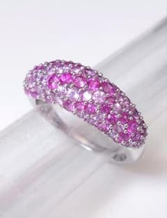 18K WG カラーサファイア　パヴェリング　デザインリング 2.1ct.UPのサムネイル