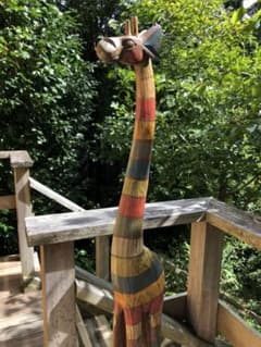 木彫り　キリン　高さ150cm　※ 直接引き取りのみ　静岡県田方郡函南町より出品のサムネイル