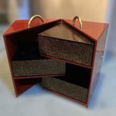 コシノヒロコ 重箱セット　おかもち　3段重　持ち手金　マルチケース　（01） コシノヒロコ 重箱セット おかもち 3段重 持ち手金 マルチケース （01