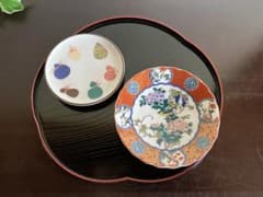 限定お値下げ！ 九谷焼 青郊窯 6号皿 染付瓔珞紋花鳥 皿2枚 | Shop at