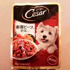 シーザー パウチ 成犬用 厳選ビーフ入り 野菜入り 70g×7パックのサムネイル