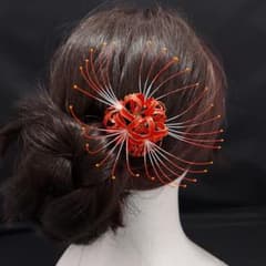 彼岸花　ディップアート　髪飾りのサムネイル