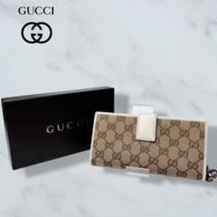 58 美品 GUCCI 二つ折り財布 長財布 GGキャンバス x6 - メルカリ