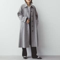 完売品　かろやかに揺れるウールロングコート /グレンチェック北欧、暮らしの道具店 かろやかに揺れるウールロングコート / グレンチェック （S・Mサイズ