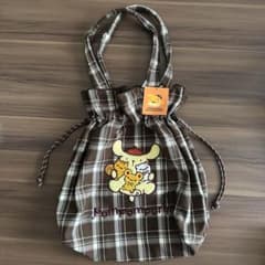 しまむら　コラボ　ポムポムプリン　チェック柄　きんちゃく　トートバッグ - 5