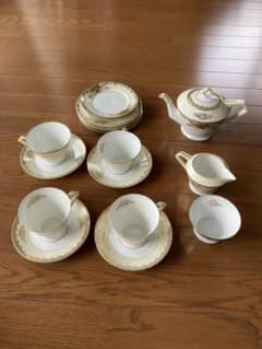 値下げ↓オールドノリタケ  ティーセット　金彩花籠のサムネイル