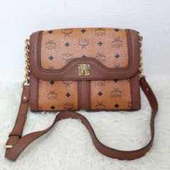 MCM ロゴショルダーバッグ ブラウン ゴールド金具 ターンロック☆のサムネイル