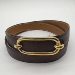 希少✨ エルメス ホースバックルレザーベルト 茶 75 刻印 ゴールド金具
