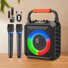 カラオケセット 家庭用 ワイヤレスマイク２本付き 小型カラオケマシンのサムネイル