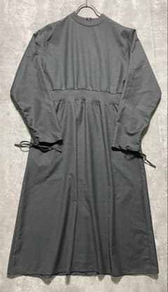 classiiki ロングワンピース ハイネック ウエスト切替 グレー