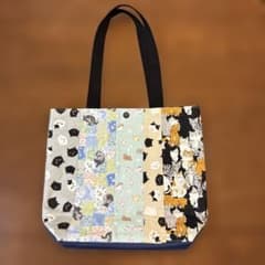 ハンドメイド トートバッグ パッチワーク 猫モチーフ 猫柄 ② パッチワーク トートバッグ ハンドメイド - メルカリ