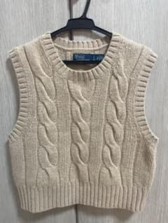 値下げ★ Ralph Lauren ケーブルニットベスト Sベージュのサムネイル
