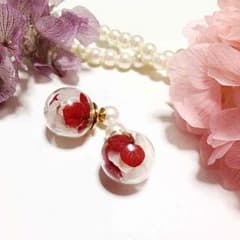 タイムセール！存在感抜群！18mm紫陽花ガラスドームピアス✨スワロ入りのサムネイル