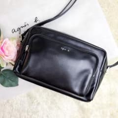 美品♡アニエスベー ショルダーバッグ カメラバッグ アンジェル レザー ブラックのサムネイル