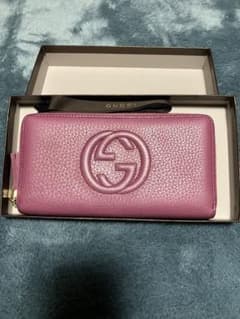 GUCCI 長財布 ラウンドファスナー インターロッキングG ピンクパープル