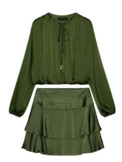ZARA サテン地バルーンブラウス&フリルミニスカート セットアップ 