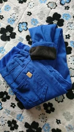 裏起毛女の子ストレッチパンツ150ブルーのサムネイル