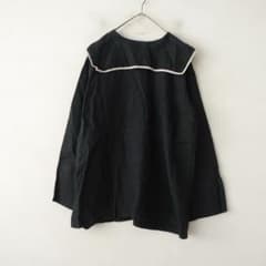 ネストローブ nest Robe リネンバイカラーセーラーブラウス ブラック